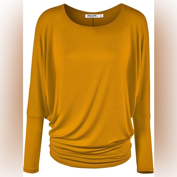 Lock & Love Draped Long Sleeve Batwing Dolman Mustard Size S NWT - Picture 1 of 4
